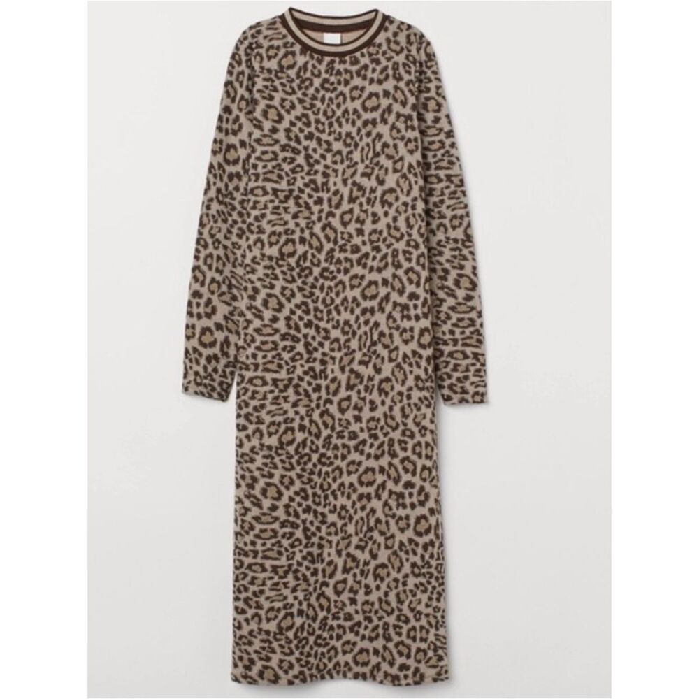 H&M Leopard Print Maxi Knit Dress - Brown - Picture 2 of 7